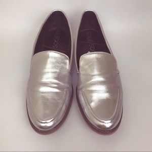 Sole Society HIPP Metallic Silver Loafers 8.5